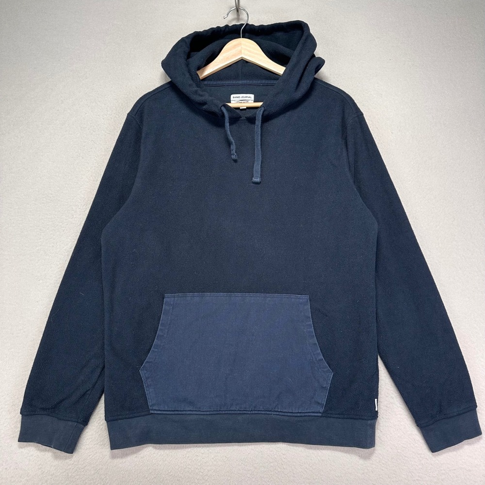 Banks Journal Fleece‎ Hoodie Sweatshirt Mens S Blue Organic Cotton Pullover